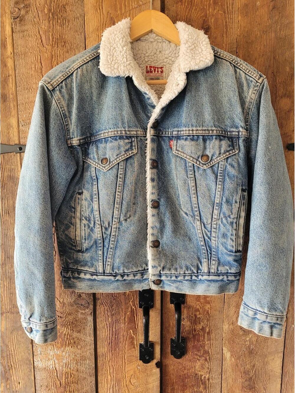 Levi’s Vintage Youth Sherpa Trucker Denim Jacket Blue Sherpa Lined Size L